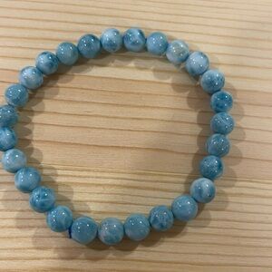 Natural Larimar Bead Stretch Bracelet